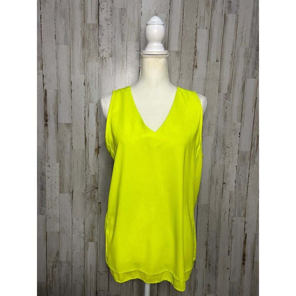 J.Crew Women's Sleeveless V-Neck Blouse Size 12 Neon‎ Yellow Casual